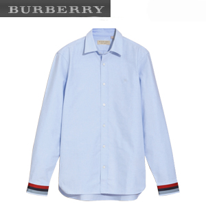 BURBERRYI-40437321 버버리 콘플라워 블루 레지멘탈 커프 디테일 옥스포드 코튼 셔츠 남성용