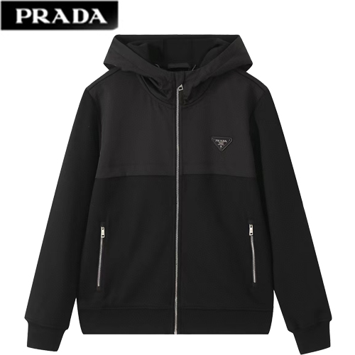PRADA-12266 프라다 블랙 트라이앵글 로고 후드 재킷 남성용