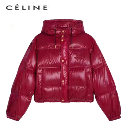 CELINE-2W661595 셀린느 버건디 크롭 푸퍼 재킷 여성용