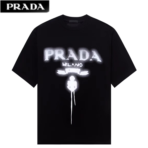 PRADA-062410 프라다 블랙 프린트 장식 티셔츠 남성용