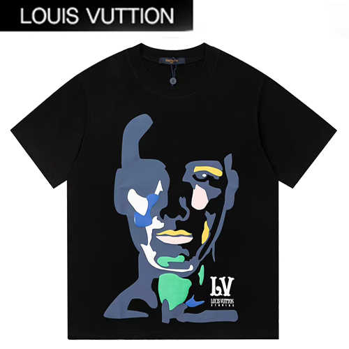 LOUIS VUITTON-07168 루이비통 블랙 프린트 장식 티셔츠 남여공용