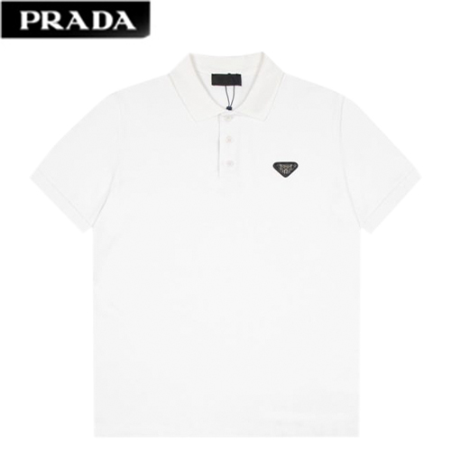 PRADA-060810 프라다 화이트 메탈 로고 폴로 티셔츠 남성용