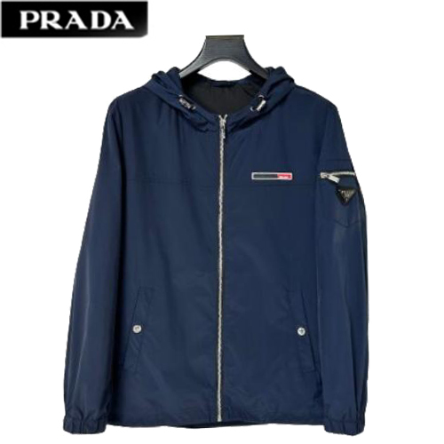 PRADA-032210 프라다 네이비 트라이앵글 로고 바람막이 후드 재킷 남성용