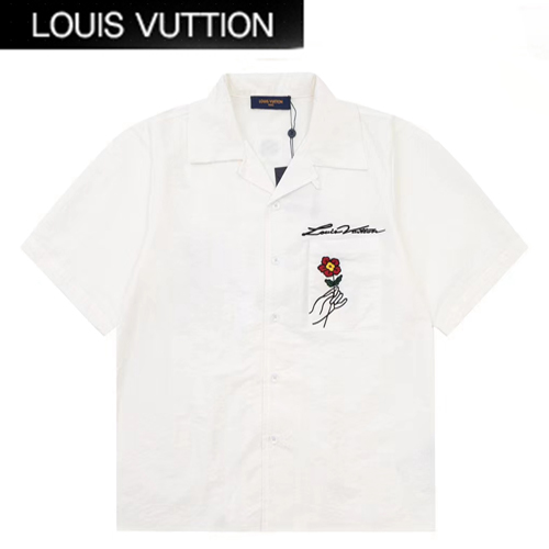 LOUIS VUITTON-07128 루이비통 화이트 아플리케 장식 셔츠 남여공용