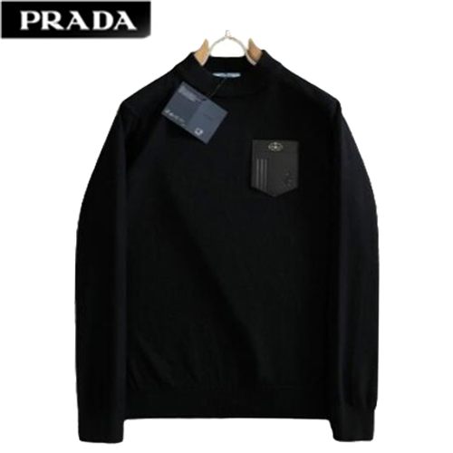 PRADA-121810 프라다 블랙 메탈 로고 장식 스웨터 남성용