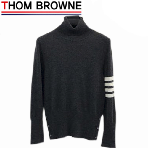 THOM BROWNE-12099 톰 브라운 다크 그레이 캐시미어 목폴라 티셔츠 남여공용