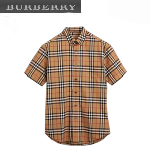 [스페셜오더]BURBERRY-80029271 버버리 쇼트 슬리브 앤티크 옐로 체크 셔츠