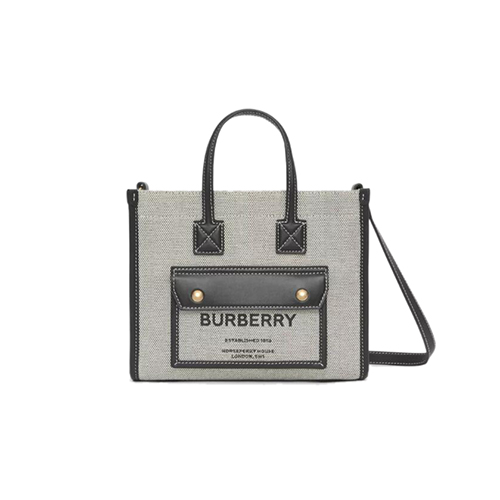 [스페셜오더]BURBERRY-80441421 버버리 블랙 미니 투톤 캔버스 레더 프레야 백