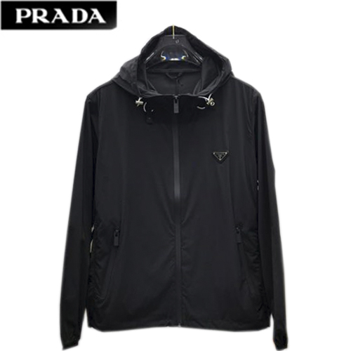 PRADA-081111 프라다 블랙 트라이앵글 로고 바람막이 후드 재킷 남성용