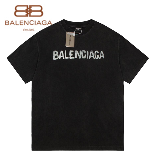 BALENCIAGA-071610 발렌시아가 블랙 프린트 장식 워싱 빈티지 티셔츠 남여공용