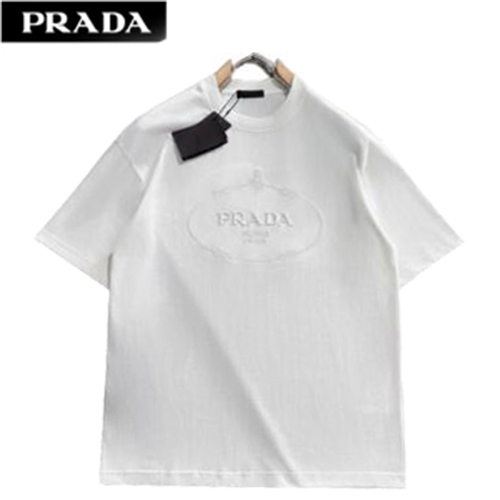 PRADA-031711 프라다 화이트 아플리케 장식 티셔츠 남성용