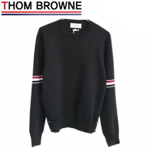 THOM BROWNE-09144 톰 브라운 블랙 니트 코튼 스트라이프 장식 스웨터 남여공용