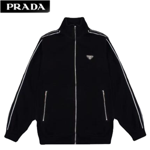 PRADA-093111 프라다 블랙 트라이앵글 로고 스웨트재킷 남여공용