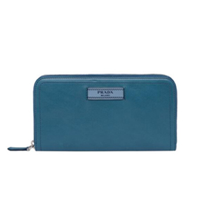 [스페셜오더]PRADA-1ML506 프라다 글라체 송아지 가죽 블루 지퍼 지갑