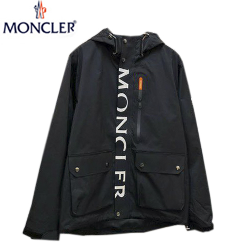 MONCLER-07256 몽클레어 블랙 나일론 MONCLER 프린트 장식 바람막이 후드 쟈켓 남성용