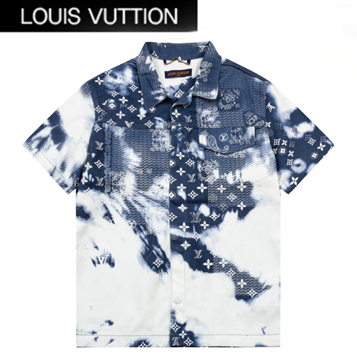 LOUIS VUITTON-042012 루이비통 화이트/블루 모노그램 데님 셔츠 남성용