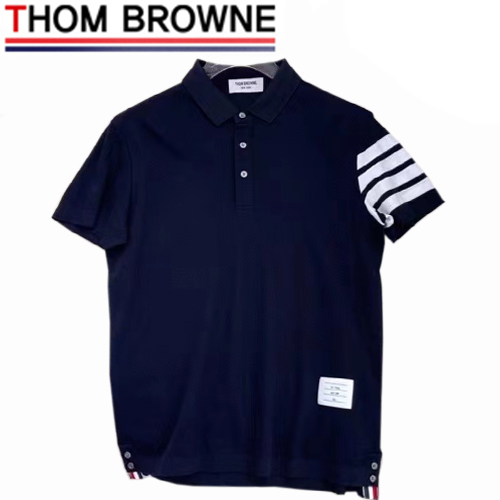 THOM BROW**-031911 톰 브라운 네이비 스트라이프 장식 폴로 티셔츠 남성용