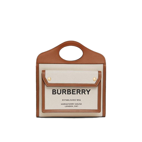 [스페셜오더]BURBERRY-80146151 버버리 미니 투톤 캔버스 레더 포켓백