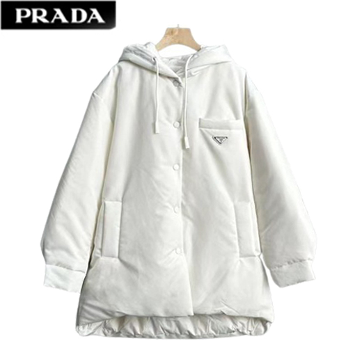 PRADA-082712 프라다 화이트 트라이앵글 로고 다운 코트 여성용