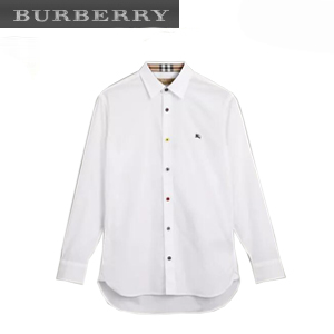 [스페셜오더]BURBERRY-80030831 버버리 컨트라스트 버튼 스트레치 화이트 코튼 셔츠