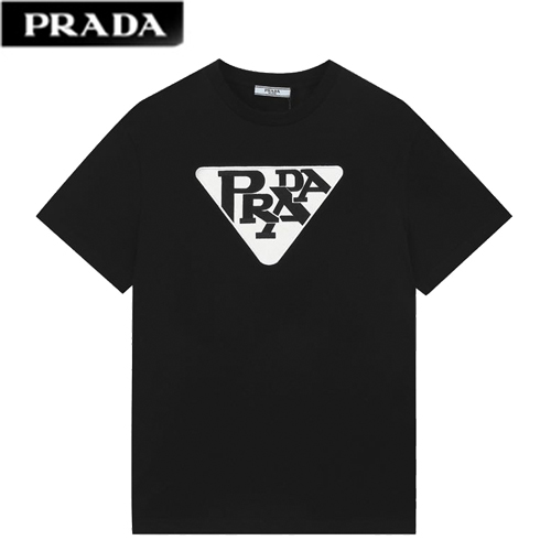 PRADA-062012 프라다 블랙 아플리케 장식 티셔츠 남성용