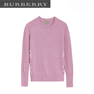 BURBERRY-40557731 버버리 핑크 체크 디테일 메리노 울 스웨터 여성용