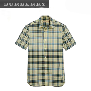 [스페셜오더]BURBERRY-80029271 버버리 쇼트 슬리브 초크 옐로 체크 셔츠