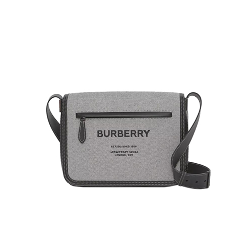 [스페셜오더]BURBERRY-80420361 버버리 블랙 스몰 호스페리 프린트 코튼 캔버스 메신저 백