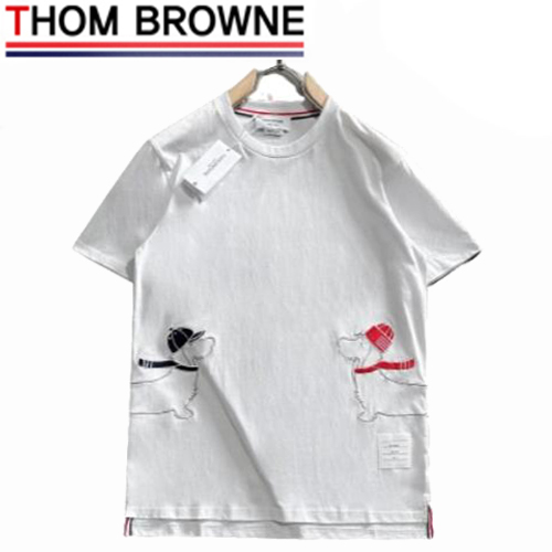 THOM BROWNE-031913 톰 브라운 화이트 아플리케 장식 티셔츠 남성용