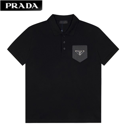 PRADA-060813 프라다 블랙 트라이앵글 로고 폴로 티셔츠 남성용