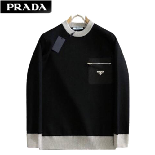 PRADA-012113 프라다 블랙/그레이 트라이앵글 로고 스웨터 남성용
