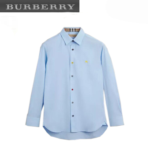 [스페셜오더]BURBERRY-80030831 버버리 컨트라스트 버튼 스트레치 페일 블루 코튼 셔츠