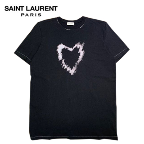 SAINT LAURENT-052011 생 로랑 블랙 하트 프린트 장식 티셔츠 남여공용