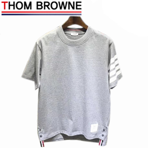 THOM BROWNE-052712 톰 브라운 그레이 코튼 스트라이프 장식 티셔츠 남성용