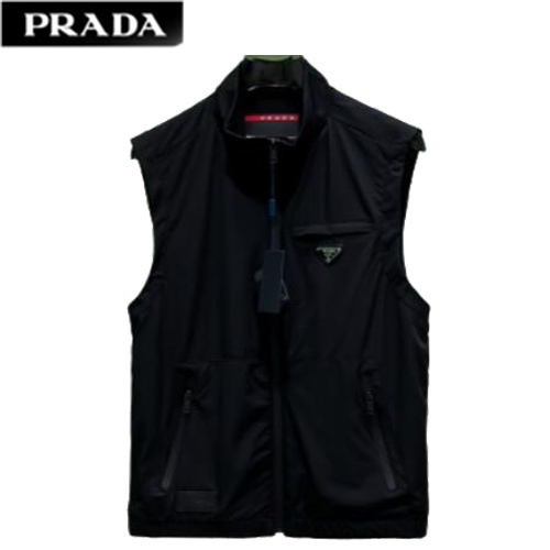 PRADA-032313 프라다 블랙 트라이앵글 로고 바람막이 조끼 남여공용