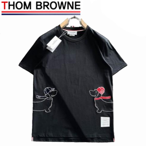 THOM BROWNE-031914 톰 브라운 블랙 아플리케 장식 티셔츠 남성용