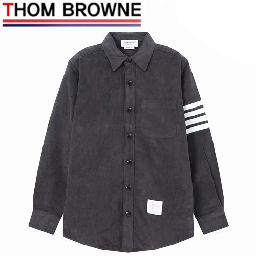 THOM BROWNE-030111 톰 브라운 차콜 그레이 스트라이프 장식 셔츠 남여공용
