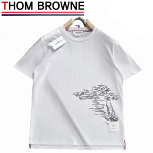 THOM BROWNE-031715 톰 브라운 화이트 프린트 장식 티셔츠 남성용