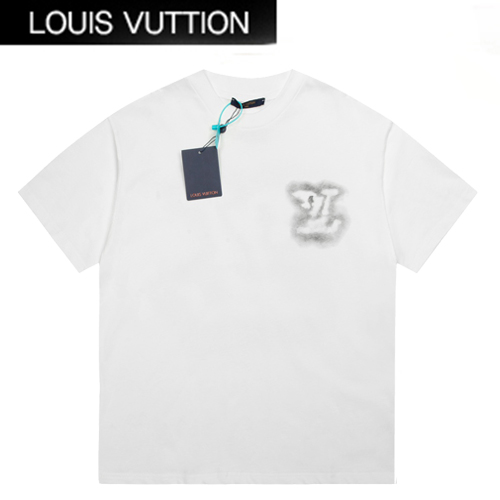 LOUIS VUITTON-031315 루이비통 화이트 LV 시그니처 프린트 장식 티셔츠 남여공용
