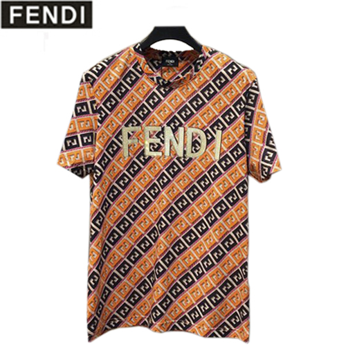FEND*-031615 펜디 멀티컬러 아플리케 장식 더블 F 티셔츠 남성용