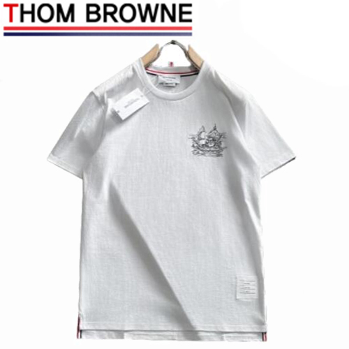 THOM BROWNE-031915 톰 브라운 화이트 아플리케 장식 티셔츠 남성용