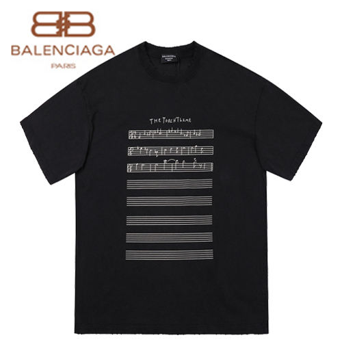 BALENCIAGA-031715 발렌시아가 블랙 프린트 장식 티셔츠 남여공용