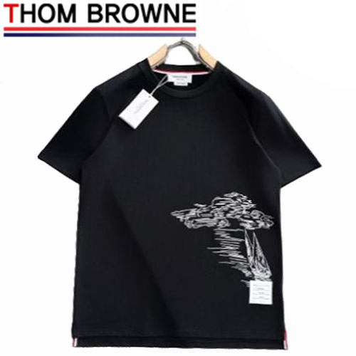 THOM BROWNE-031716 톰 브라운 블랙 프린트 장식 티셔츠 남성용