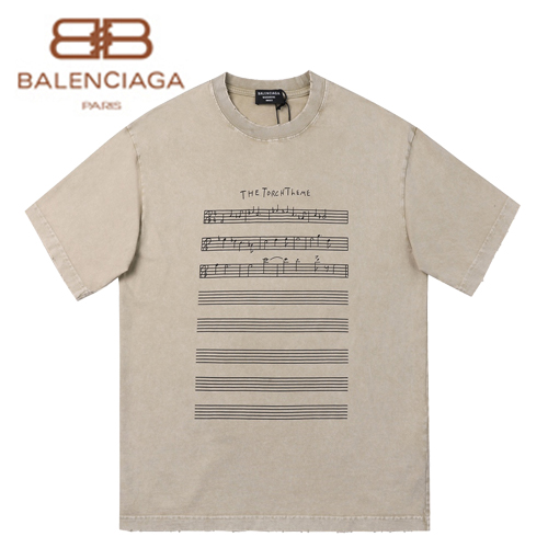 BALENCIAGA-031716 발렌시아가 베이지 프린트 장식 티셔츠 남여공용