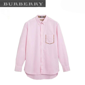 [스페셜오더]BURBERRY-80030881 버버리 체크 디테일 코튼 페일 핑크 옥스퍼드 셔츠