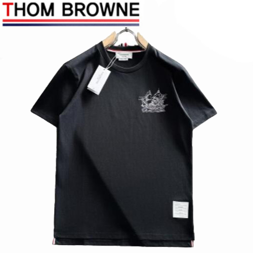 THOM BROWNE-031916 톰 브라운 블랙 아플리케 장식 티셔츠 남성용