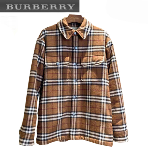 BURBERRY-12247 버버리 브라운 울 체크 무늬 셔츠 남여공용