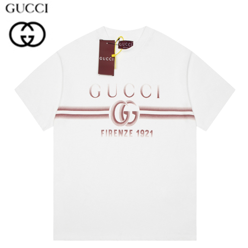 GUCCI-041217 구찌 화이트/레드 프린트 장식 티셔츠 남여공용