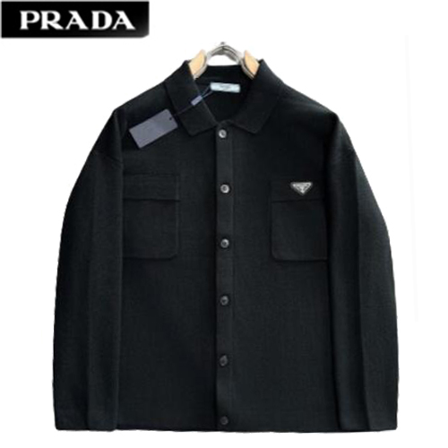 PRADA-032717 프라다 블랙 니트 코튼 셔츠 남성용