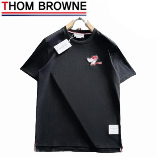 THOM BROWNE-031918 톰 브라운 블랙 아플리케 장식 티셔츠 남성용